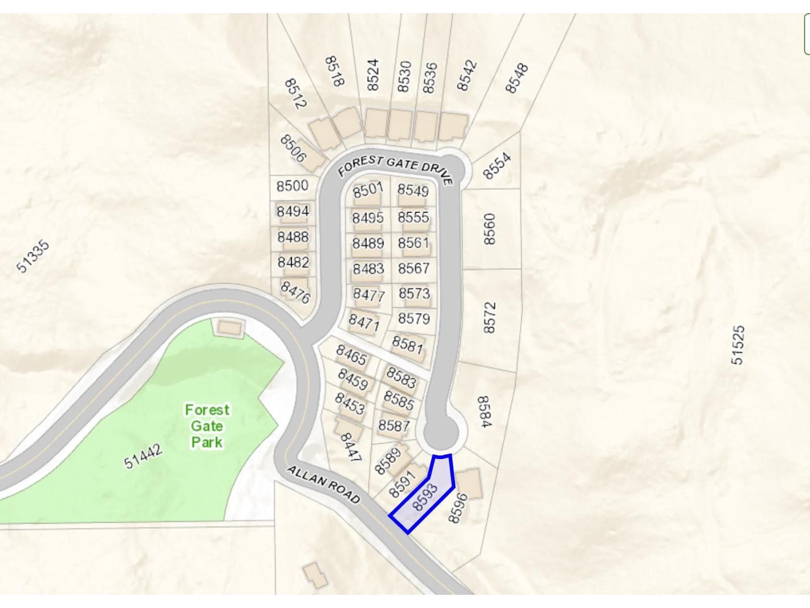vacant land at 8593 FOREST GATE DRIVE, Eastern Hillsides — $364,000