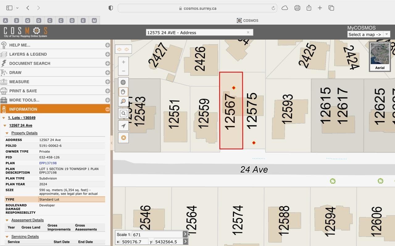 vacant land at 12567 24 AVENUE — $1,299,999